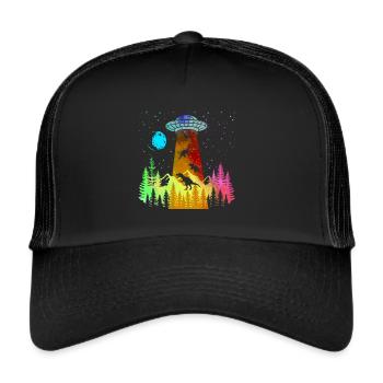 Enlèvement d’OVNI par un dinosaure extraterrestre - Casquette trucker  - noir/noir - Devant