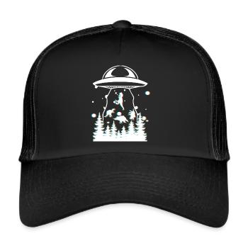 Enlèvement d’OVNI par un dinosaure extraterrestre - Casquette trucker  - noir/noir - Devant