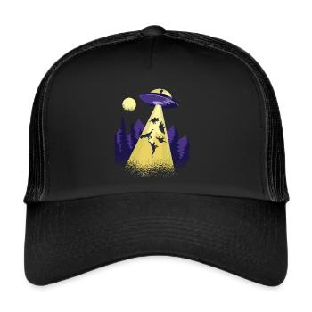 Enlèvement d’OVNI par un dinosaure extraterrestre - Casquette trucker  - noir/noir - Devant