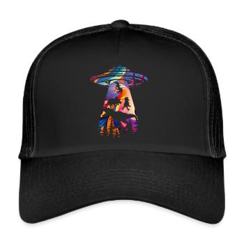 Enlèvement d’OVNI par un dinosaure extraterrestre - Casquette trucker  - noir/noir - Devant