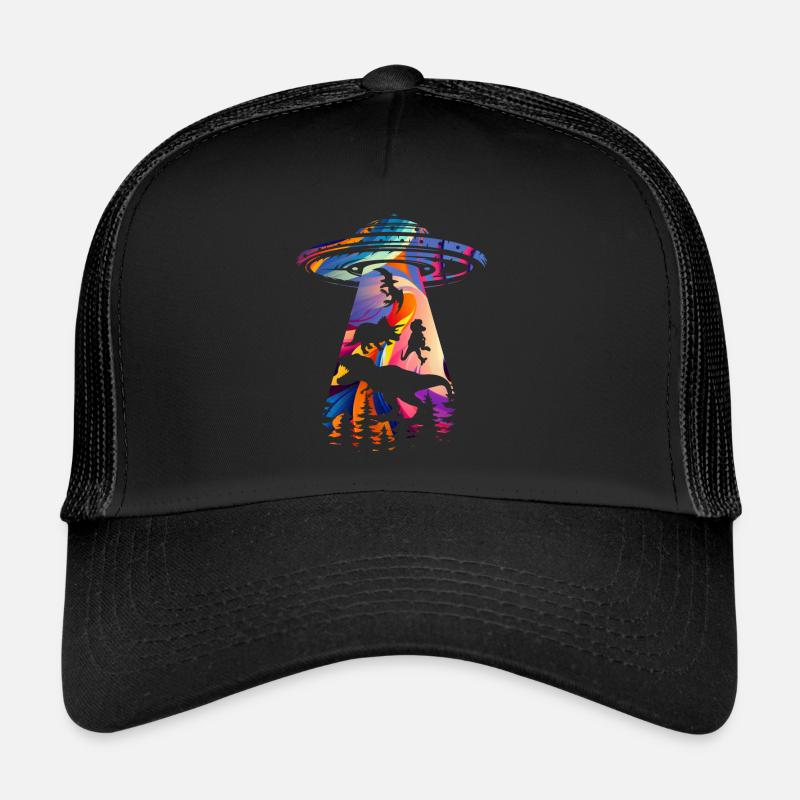 Alien Dinosaur UFO Abduction Trucker Cap