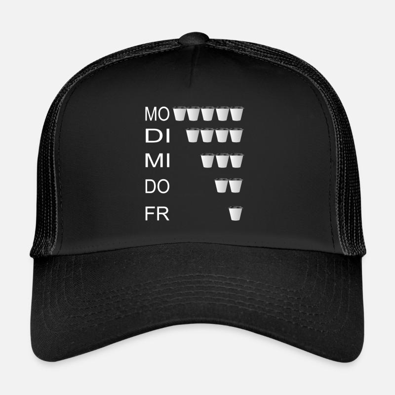 Semaine de travail semaine tasse à café Casquette trucker 