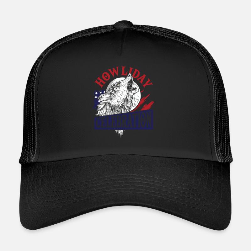 Wolf 4. Juli Amerikanische Flagge Heulende Wölfe Trucker Cap