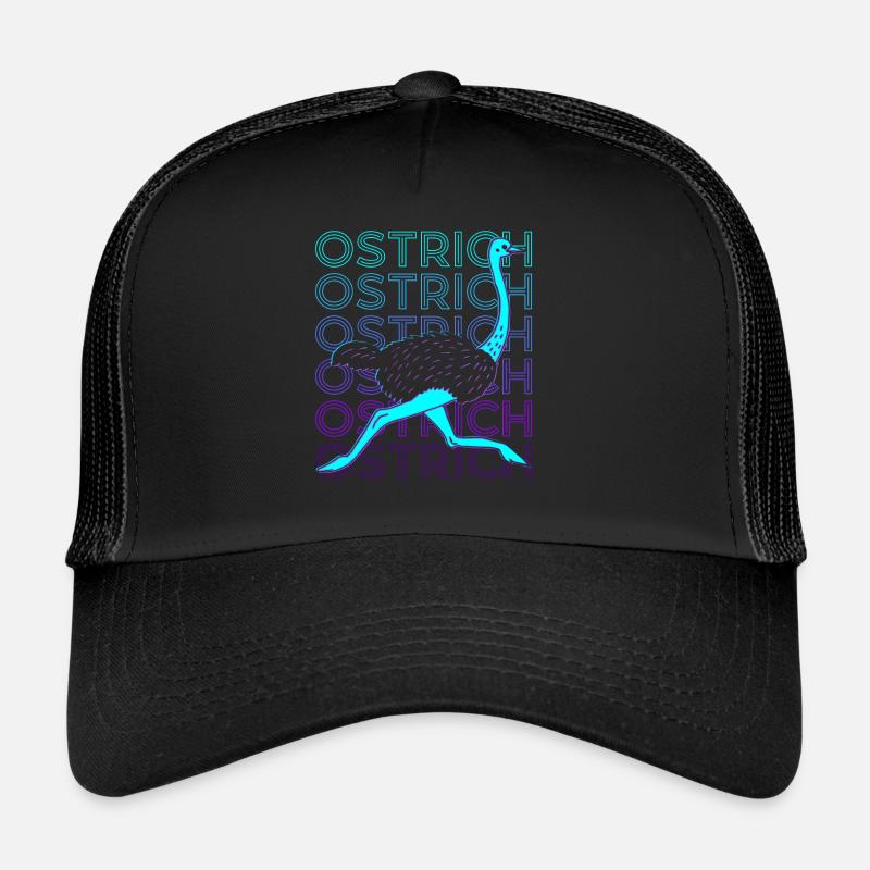 Strauß Tier Retro - Trucker Cap - Schwarz/Schwarz