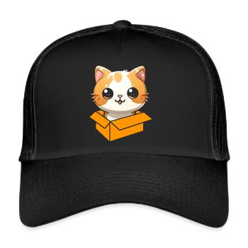 Katze In Box Retro Süße Katzenliebhaber Lustig - Trucker Cap - Schwarz/Schwarz - Vorne