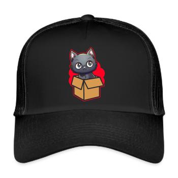 Katze In Box Retro Süße Katzenliebhaber Lustig - Trucker Cap - Schwarz/Schwarz - Vorne