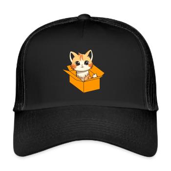Katze In Box Retro Süße Katzenliebhaber Lustig - Trucker Cap - Schwarz/Schwarz - Vorne