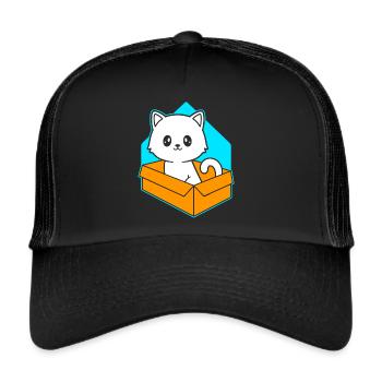 Katze In Box Retro Süße Katzenliebhaber Lustig - Trucker Cap - Schwarz/Schwarz - Vorne