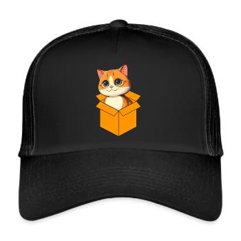 Katze In Box Retro Süße Katzenliebhaber Lustig - Trucker Cap - Schwarz/Schwarz - Vorne