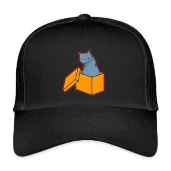 Katze In Box Retro Süße Katzenliebhaber Lustig - Trucker Cap - Schwarz/Schwarz - Vorne