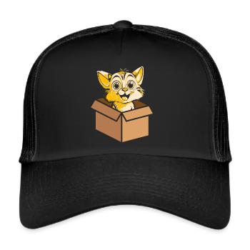 Katze In Box Retro Süße Katzenliebhaber Lustig - Trucker Cap - Schwarz/Schwarz - Vorne