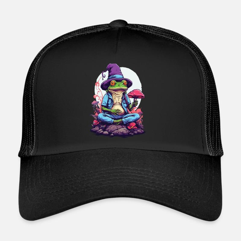 Magic Frog Psychedelic Art Forest Mushrooms Trucker Cap