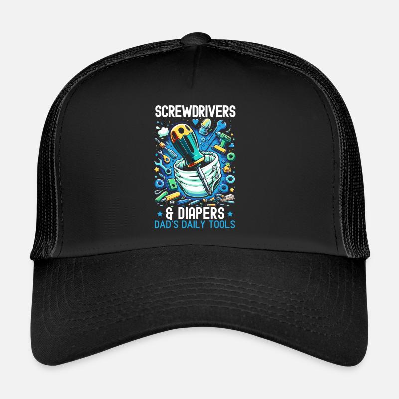 Vatertag, Mechaniker, Vaterschaft, Bester Papa - Trucker Cap - Schwarz/Schwarz