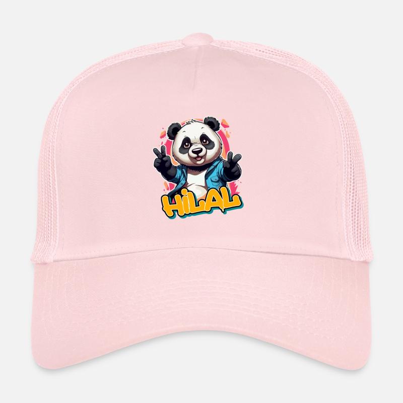 HILAL - Handsome Boy Name with Cool Panda Trucker Cap