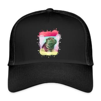 Hippopotame, coloré, peinture, bébé, peinture - Casquette trucker  - noir/noir - Devant