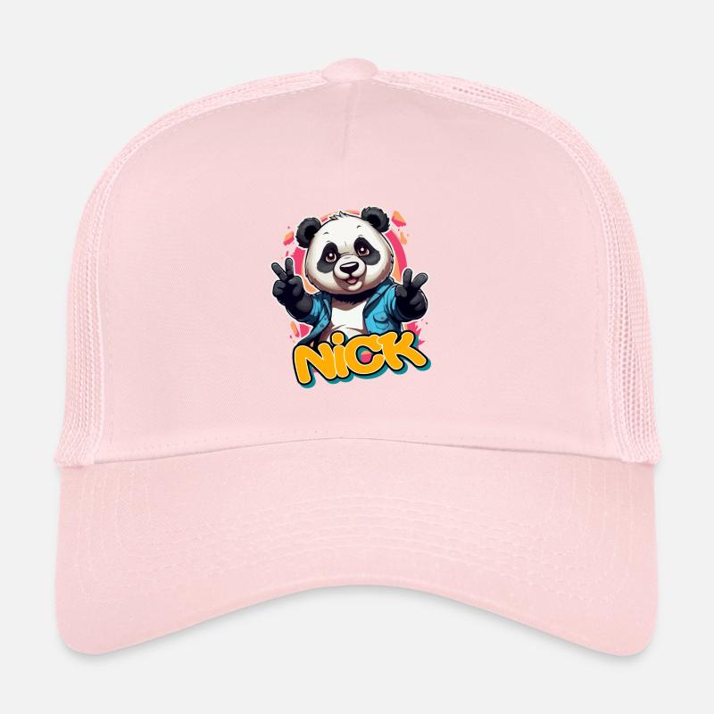 NICK - Handsome Boy Name with Cool Panda Trucker Cap