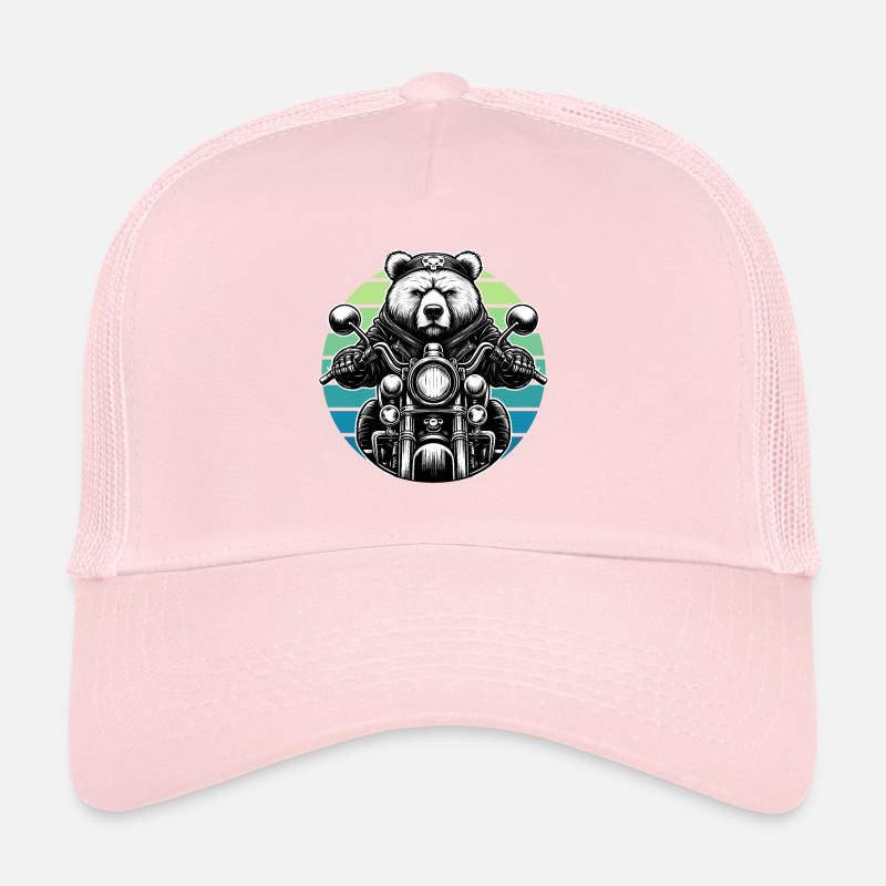 Motorcycle Motorcyclist Biker Grizzly Bear Funny Trucker Cap
