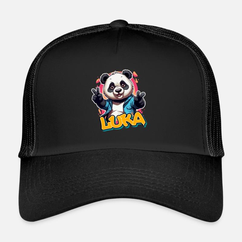 LUKA - Handsome boy name with cool panda Trucker Cap