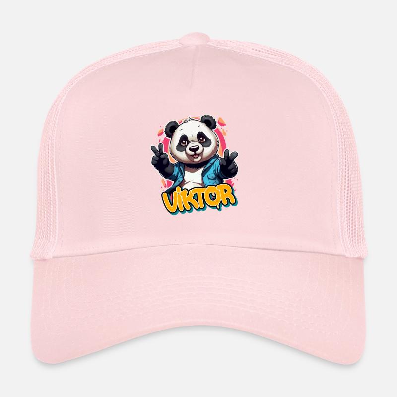 VIKTOR - Beau prénom de garçon avec un panda cool Casquette trucker 