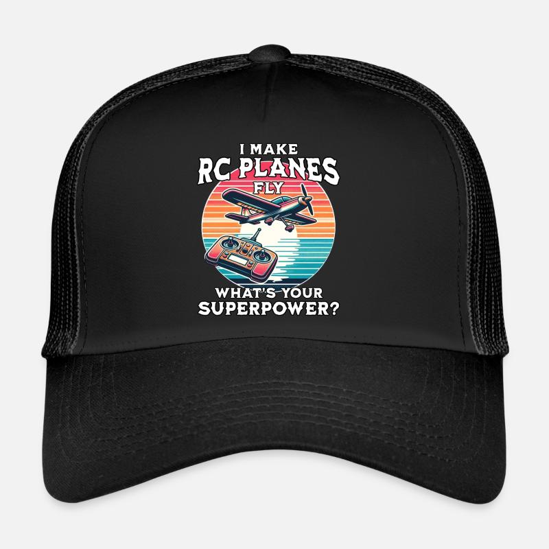 RC Flugzeug - Trucker Cap - Schwarz/Schwarz