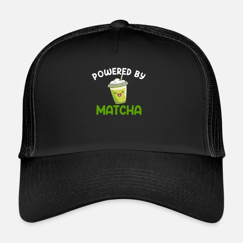 powered by matcha, matcha - Trucker Cap - Schwarz/Schwarz