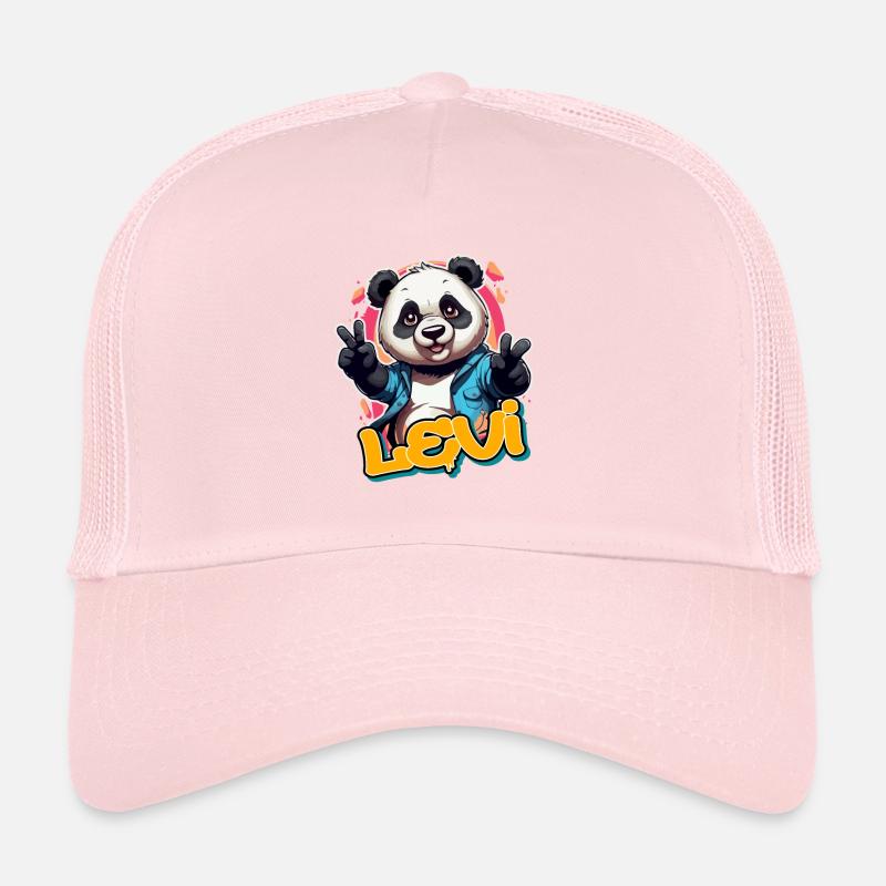 LEVI - Handsome boy name with cool panda Trucker Cap