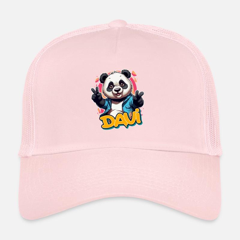 DAVI - Schöner Jungen Name mit coolem Panda Trucker Cap