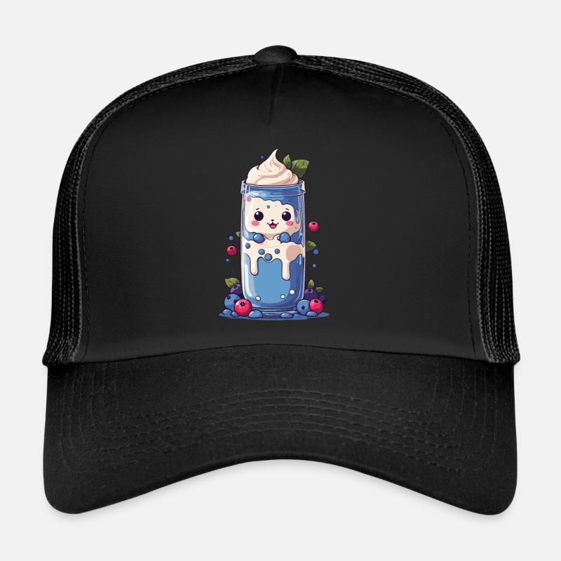 Blueberries Kawaii Milkshake Fun Trucker Cap
