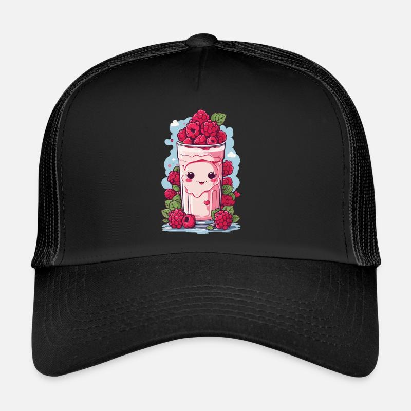 Raspberries Cute Milkshake Kawaii Anime Fun Trucker Cap