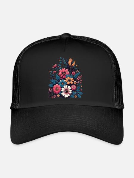 Botanique Bliss Bouquet de fleurs sauvages amoureux de la Nature - Casquette trucker  - noir/noir - Devant