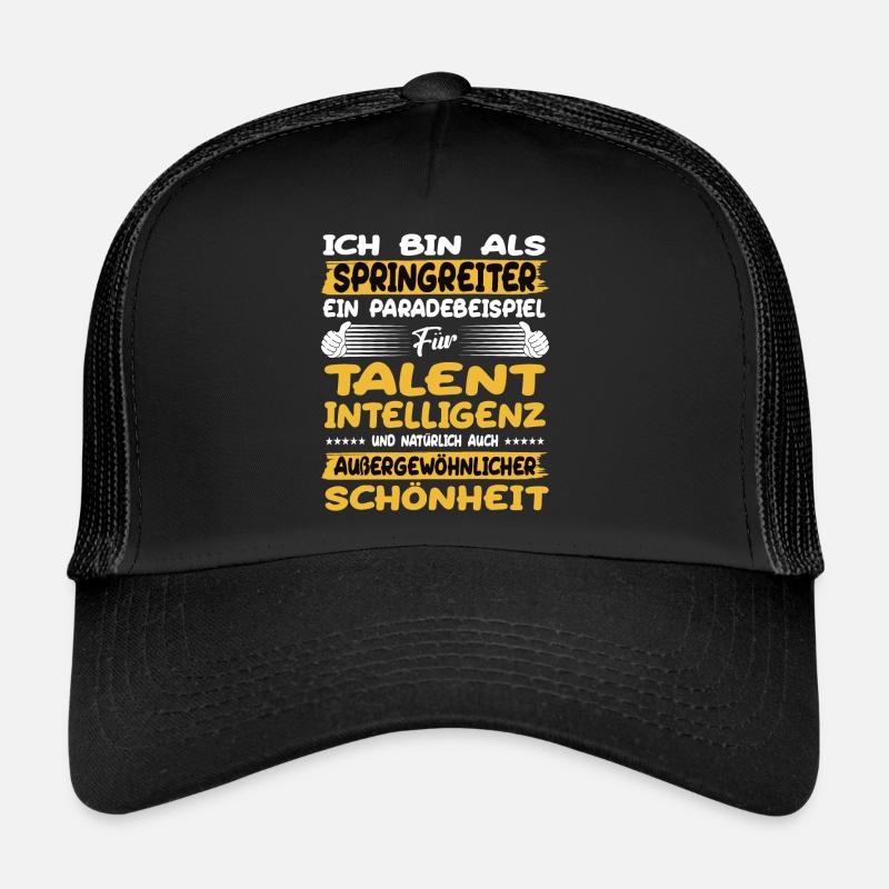 Springreiter ein Paradebeispiel Springreiten - Trucker Cap - Schwarz/Schwarz