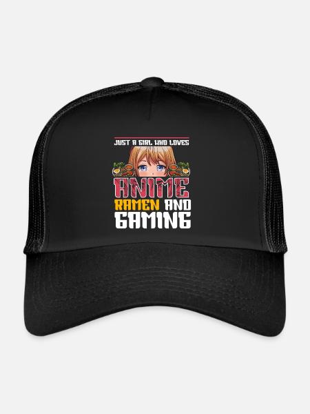 Anime Ramen and Gaming Gamer Anime - Trucker Cap - black/black - Front