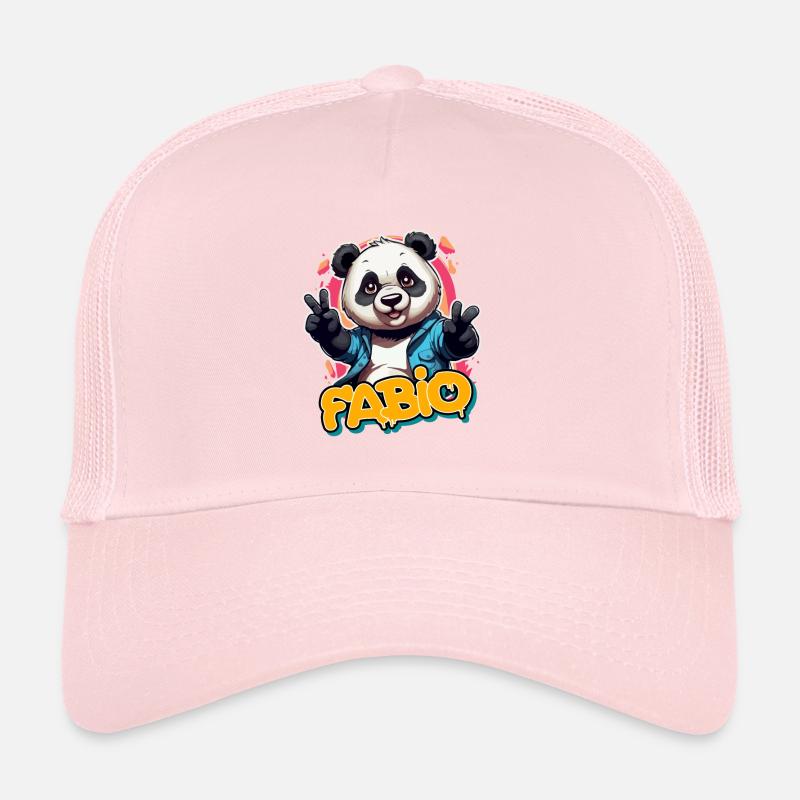 FABIO - Schöner Jungen Name mit coolem Panda Trucker Cap