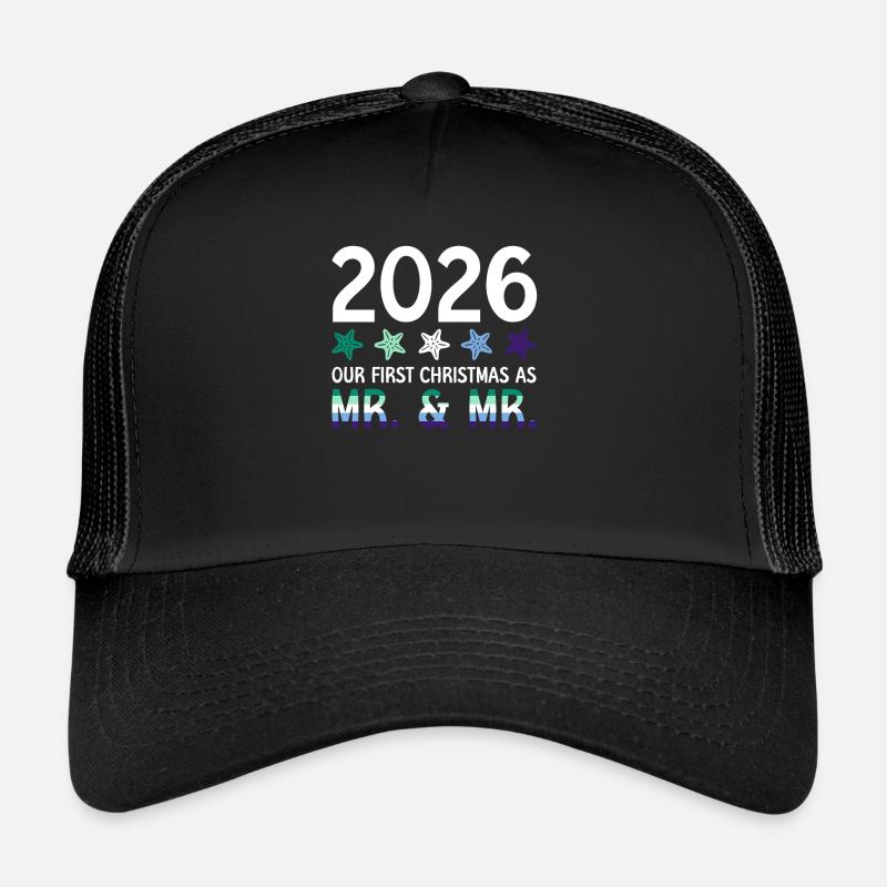 2026 Notre premier Noël en tant que M. et M. Homo-E Casquette trucker 