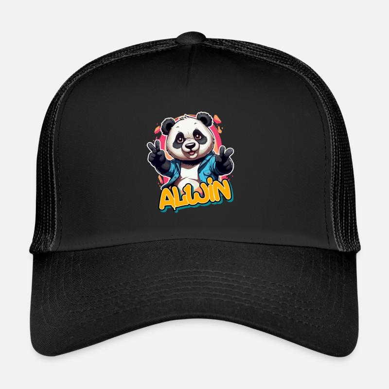 ALWIN - Beau nom de garçon avec Cool Panda Casquette trucker 