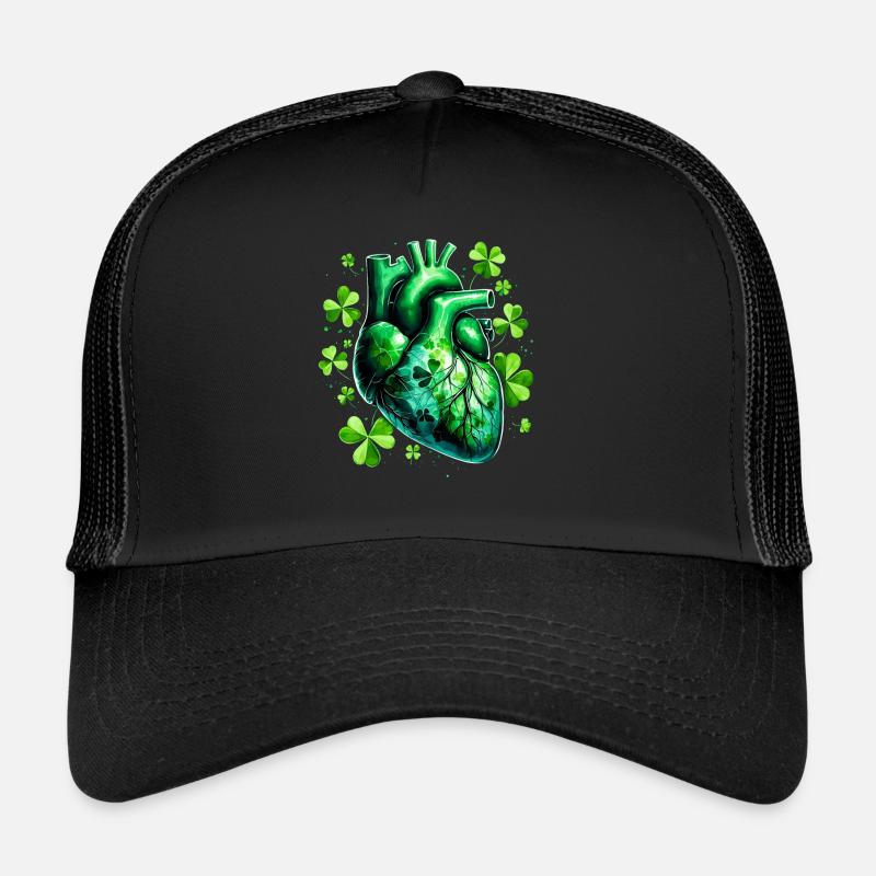 Coeur anatomique avec trèfles Casquette trucker 