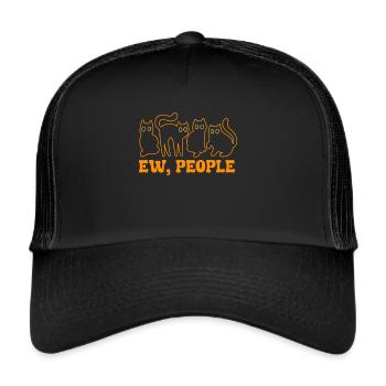 Ew Gens Chat Drôle Vintage Antisocial - Casquette trucker  - noir/noir - Devant