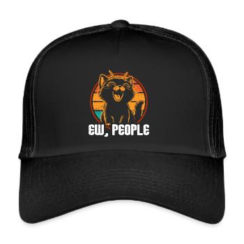Ew Gens Chat Drôle Vintage Antisocial - Casquette trucker  - noir/noir - Devant