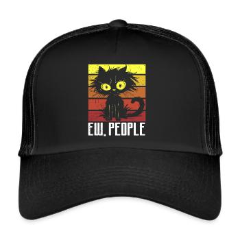 Ew Gens Chat Drôle Vintage Antisocial - Casquette trucker  - noir/noir - Devant