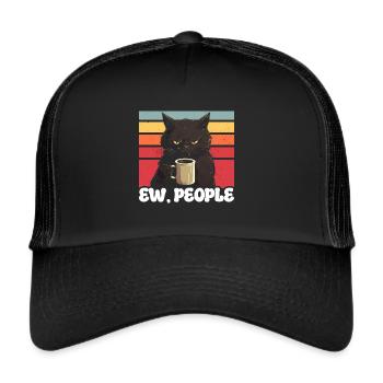 Ew Gens Chat Drôle Vintage Antisocial - Casquette trucker  - noir/noir - Devant