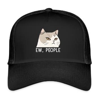 Ew Gens Chat Drôle Vintage Antisocial - Casquette trucker  - noir/noir - Devant