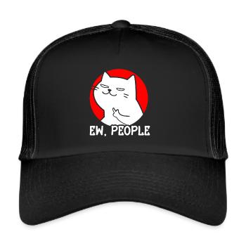 Ew Gens Chat Drôle Vintage Antisocial - Casquette trucker  - noir/noir - Devant
