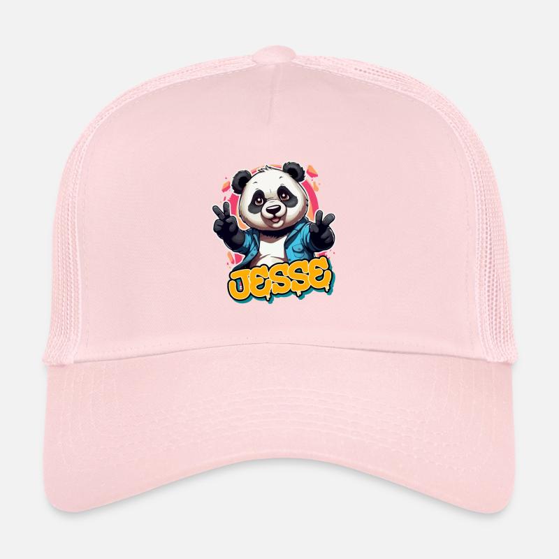 JESSE - Handsome Boy Name with Cool Panda Trucker Cap