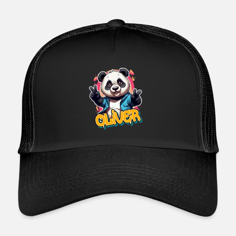 OLIVER - Beau nom de garçon avec Cool Panda Casquette trucker 