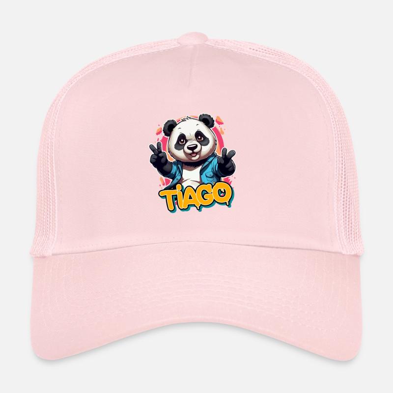 TIAGO - Schöner Jungen Name mit coolem Panda Trucker Cap