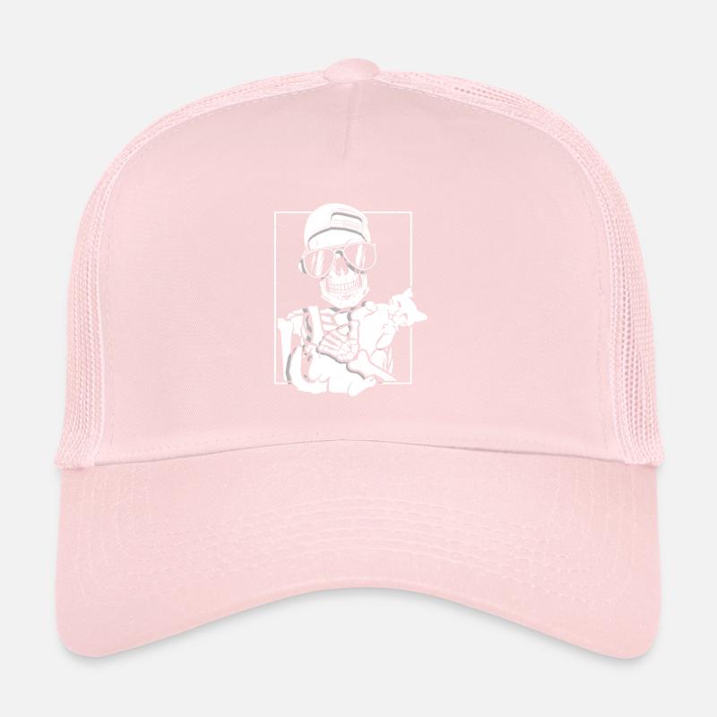 Squelette tenant un chat Casquette trucker 