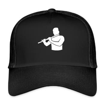 Querflöte Magie in Noten Geschenk - Trucker Cap - Schwarz/Schwarz - Vorne