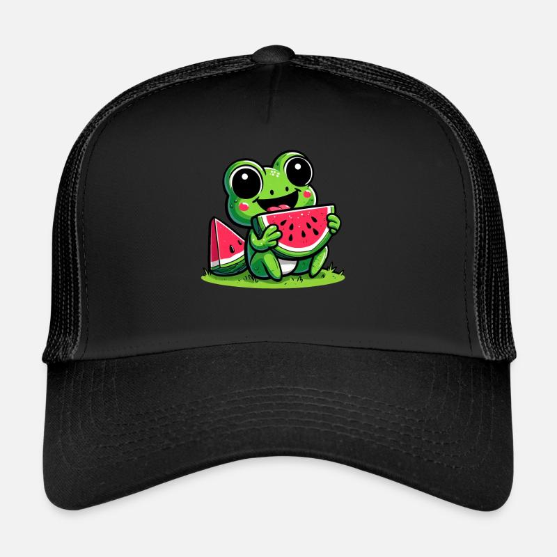 Kawaii frog with watermelon Trucker Cap