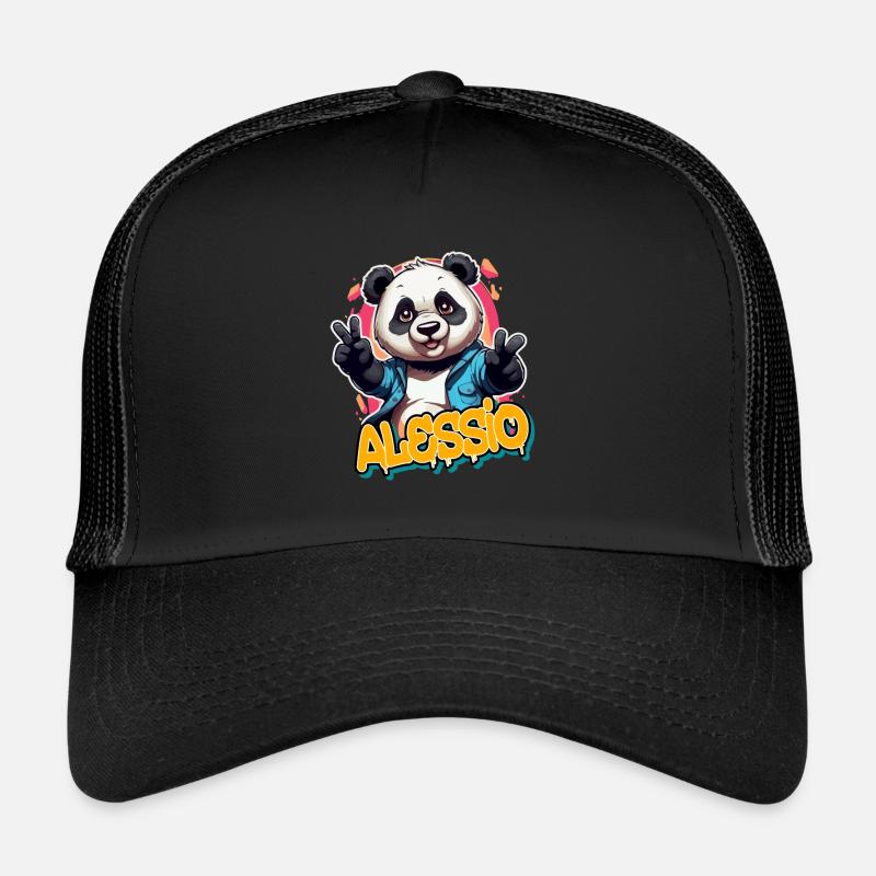ALESSIO - Handsome Boy Name with Cool Panda Trucker Cap