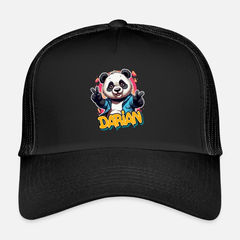 DARIAN - Handsome Boy Name with Cool Panda Trucker Cap